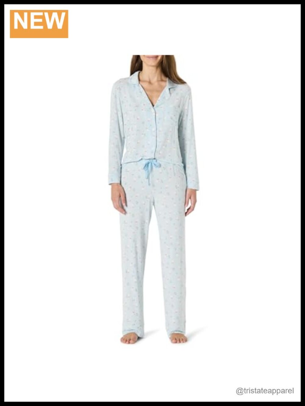 Modal Jersey Pajama Set Long Sleeve Notch Collar Relaxed Fit